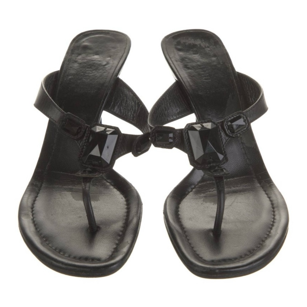 Miu Miu Leather T-Strap Sandals